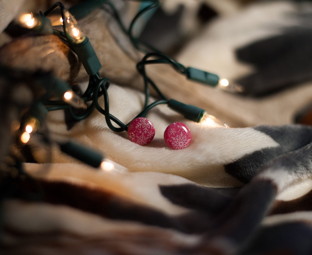 Snow Flake Print Studs